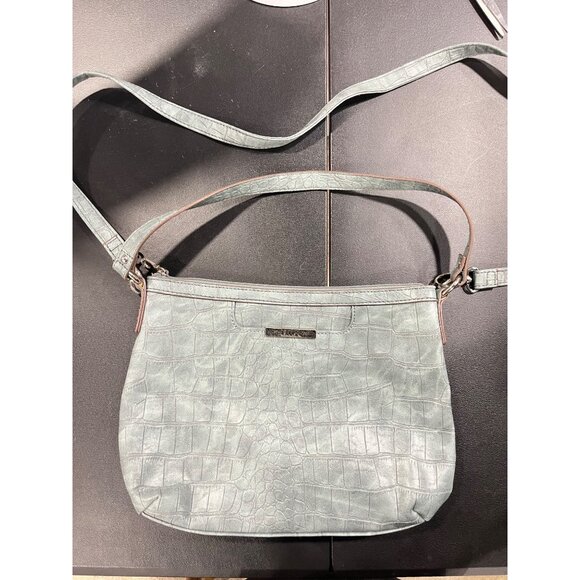 Two Relic Crocodile Embossed Handbags - Blue Gray Faux Leather With Brown Interi - Picture 2 of 9